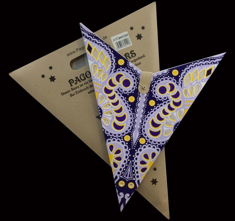Ganesha lila - Foldable glowing star, paper poinsettia with 5 points, 60 cm